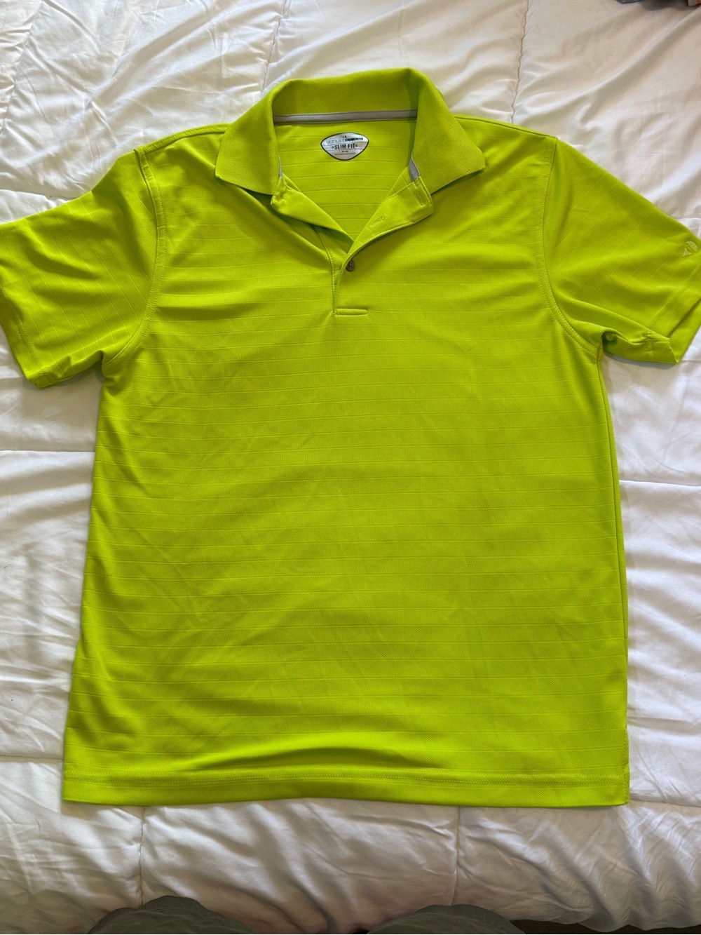 Grand Slam Neon Lime Polo Shirt men’s lightweight golf shirt size medium